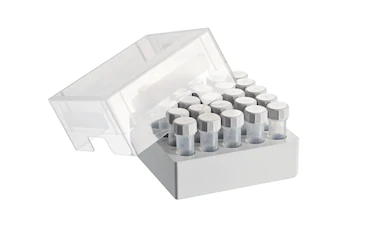 艾本德儲存盒 5 × 5, 可放置 25  個(gè)螺旋蓋管，5  mL，2  件，高 76  mm，3  英寸，聚丙烯材料，可耐受最低 -86  °C，可高溫高壓滅菌，帶蓋子并具有數字字母標識